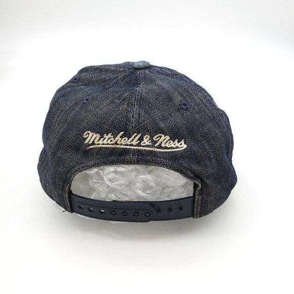 Mitchell & Ness Howling WOLF Flat Bill Baseball Hat Denim Adjustable Snapback Di - Picture 4 of 9